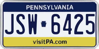 PA license plate JSW6425