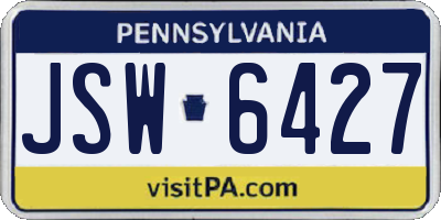 PA license plate JSW6427