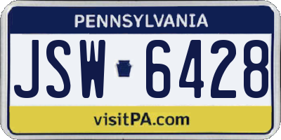 PA license plate JSW6428