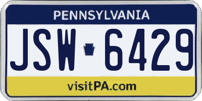 PA license plate JSW6429