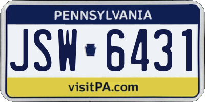 PA license plate JSW6431