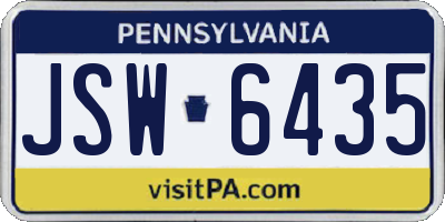 PA license plate JSW6435