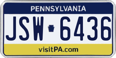 PA license plate JSW6436