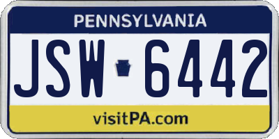 PA license plate JSW6442