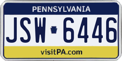 PA license plate JSW6446