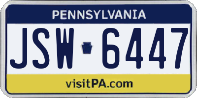 PA license plate JSW6447