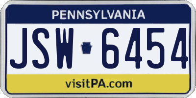 PA license plate JSW6454