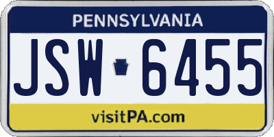 PA license plate JSW6455