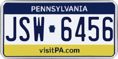 PA license plate JSW6456