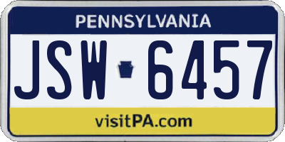 PA license plate JSW6457
