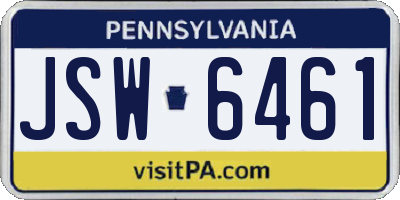 PA license plate JSW6461