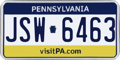 PA license plate JSW6463
