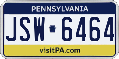 PA license plate JSW6464