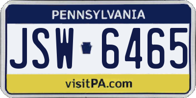 PA license plate JSW6465
