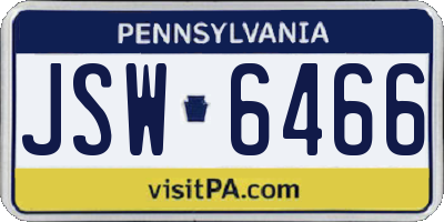 PA license plate JSW6466