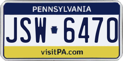 PA license plate JSW6470