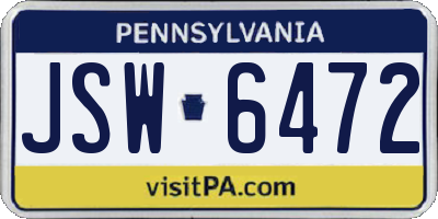 PA license plate JSW6472