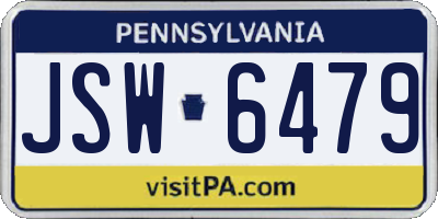 PA license plate JSW6479