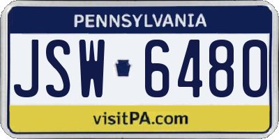 PA license plate JSW6480