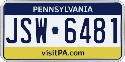 PA license plate JSW6481