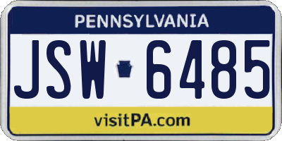 PA license plate JSW6485