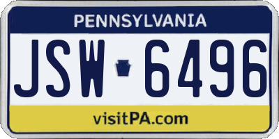 PA license plate JSW6496