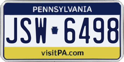 PA license plate JSW6498
