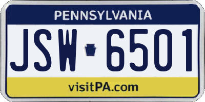 PA license plate JSW6501