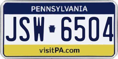 PA license plate JSW6504