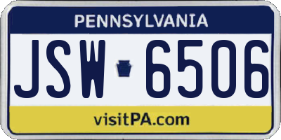 PA license plate JSW6506