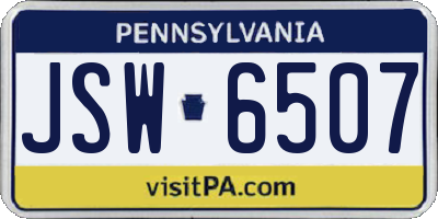PA license plate JSW6507