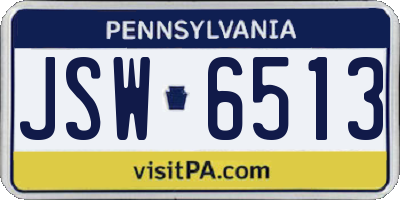 PA license plate JSW6513