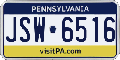 PA license plate JSW6516