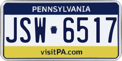 PA license plate JSW6517