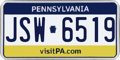 PA license plate JSW6519