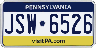 PA license plate JSW6526