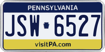 PA license plate JSW6527