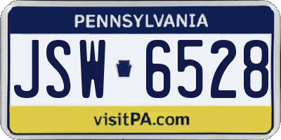 PA license plate JSW6528