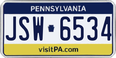PA license plate JSW6534