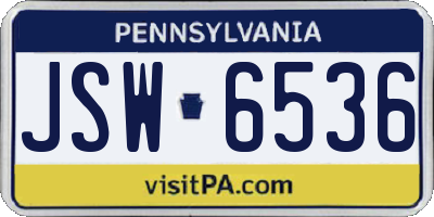 PA license plate JSW6536