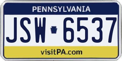 PA license plate JSW6537