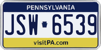 PA license plate JSW6539