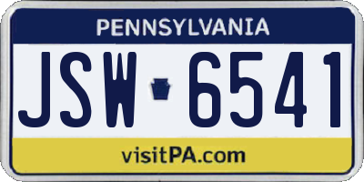 PA license plate JSW6541
