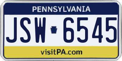 PA license plate JSW6545