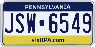 PA license plate JSW6549