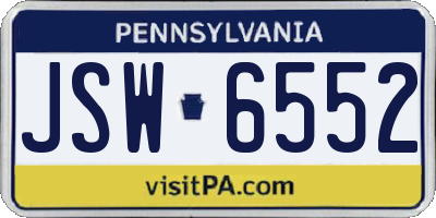 PA license plate JSW6552