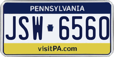 PA license plate JSW6560