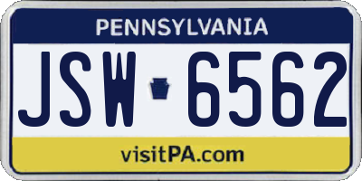 PA license plate JSW6562