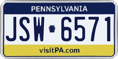 PA license plate JSW6571