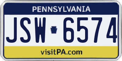 PA license plate JSW6574